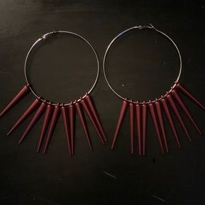 BOGO FREE. PINK SPIKE HOOP SILVER EARRINGS